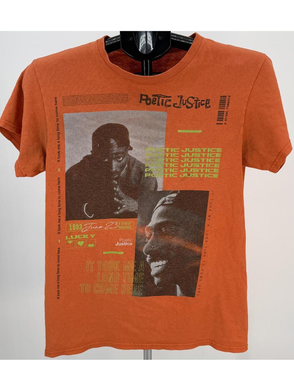 2Pac Poetic Justice Graphic Tee Size XS Orange Vintage Streetwear‎